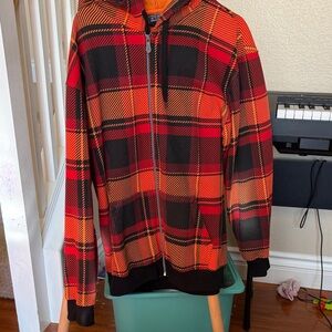 Red and Black Plaid Zip-Up Hoodie